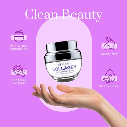 Collagen Daily Face Moisturizer - Moisturizing, Reduce Wrinkles & Fine Lines, Hydrating Day Cream - Cruelty Free Korean Skin Care for All Skin Types - 1.69 Oz / 50 ML