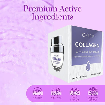 Collagen Daily Face Moisturizer - Moisturizing, Reduce Wrinkles & Fine Lines, Hydrating Day Cream - Cruelty Free Korean Skin Care for All Skin Types - 1.69 Oz / 50 ML